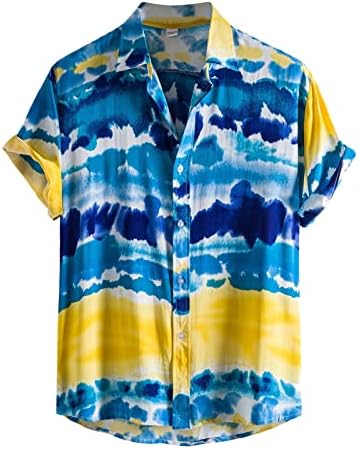 Wybaxz muški preokret proljetne košulje s ovratnikom bluza tiskana ležerna rukavica s kratkim rukavima košulje ljetne košulje
