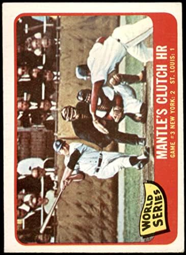 1965. Topps 134 1964 World Series - Igra 3 - Mantle's Clutch HR Mickey Mantle/Barney Schultz/Tim McCarver St. Louis/New