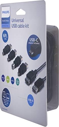 Philips 5-in-1 Univerzalni USB kabelski komplet, uključuje adaptere za: Mini-B, USB-C, USB-B, Micro USB i USB-A 2.0 kabel,