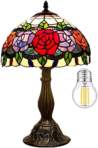 Ruža tiffany svjetiljka obojena staklena stolna svjetiljka stil art staklena lampica 19 inča visoka stakla 12 inčna svjetiljka