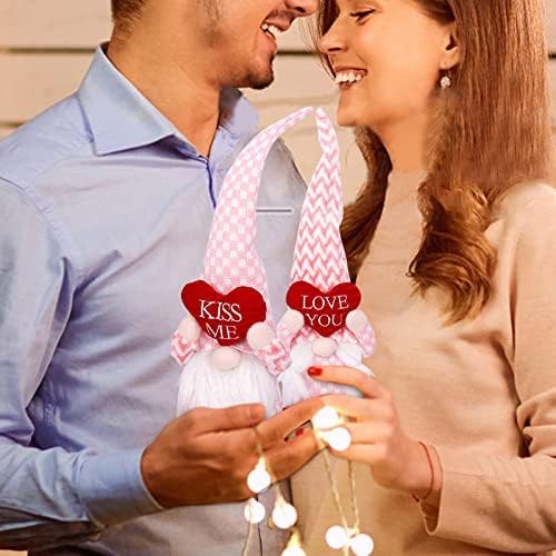 2 PCS Valentinovo Gnomes plišani ukrasi, 2 pakiranja MR & MRS HONDMADE TOMTE Švedske gnome, Valentines Decoraties kućni stol