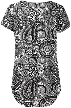 Ženska majica V vrata Osnovna majica s kratkim rukavima 2023 Ljetno udobno tiskana modna ležerna labava bluza vrhova