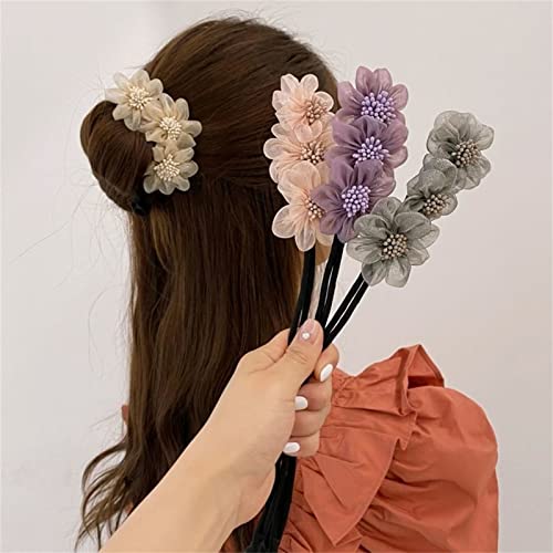3-dijelna čarobna kopča za kosu cvjetni luk biserna krafna punđa za žene Dodaci za uvijanje kose uradi sam