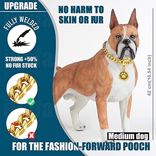 Idofas zlatni ovratnik za pse 12 mm kubanski ovratnik sa sigurnom kopčama od 18K metal metalni ogrlica od nehrđajućeg čelika