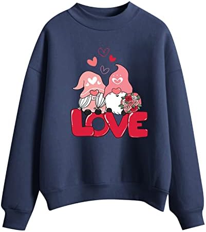 Valentinovo na vrhu Žene Slatke gnome majice Ljubavno srce print Twishirts Twishirts Dugi rukav odmor kapljice pulover ramena