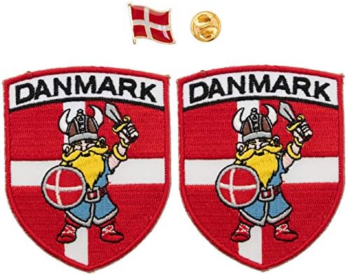 A -ONE - Vikingi na Danskoj zastavi Shield Patch 2 PCS + Danska zastava značka 1 PC, Vikinger På Danmark Flag tkanina od