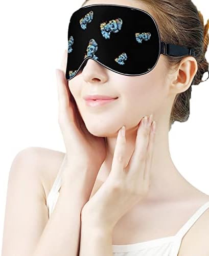 Rock n Roll Skull Sleep Mask Mask Meki maski za oči Efektivno zasjenjivanje poveznih očiju s elastičnim podesivim remenom