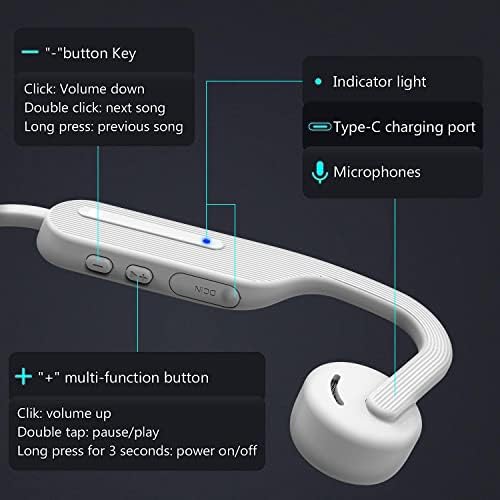 Otvorene slušalice za provođenje zraka, Bluetooth 5,0 bežične slušalice 10 sati playtime hifi 9d stereo zaštitne sportske