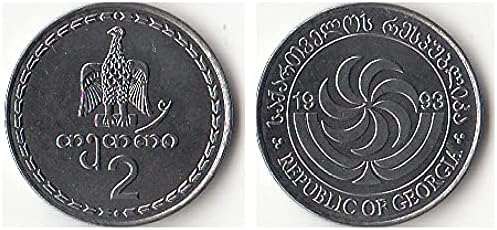 Europska nova Georgia 2 Tri Rui Coin 1993 izdanje Strani novčići komemorativno