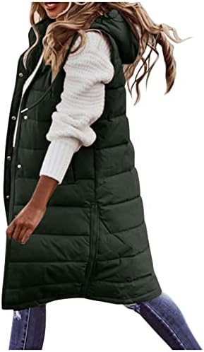 Ženski zimski prsluk s puhačem plus veličina kapuljača s kapuljačom, lagani puni patentni patentni zatvarač, kapus za jaknu
