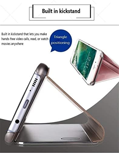 za Samsung Galaxy S23 Ultra 5G torbica, tanka torbica za telefon sa ogledalom za šminkanje Clear View, s kožnim držačem za