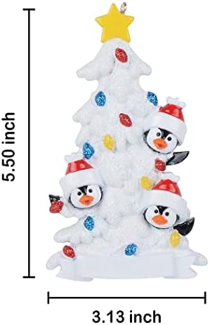 Obitelj Penguin iz 3 božićnog drvca Ornament Personalizirani odmor za odmor poklon za bake i djedovi, djecu, prijatelje