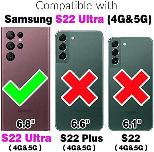 Torbica za telefon Asuwish za Samsung Galaxy S22 Ultra 5G Novčanik sa zaštitnim slojem od kaljenog stakla i fino gornjim
