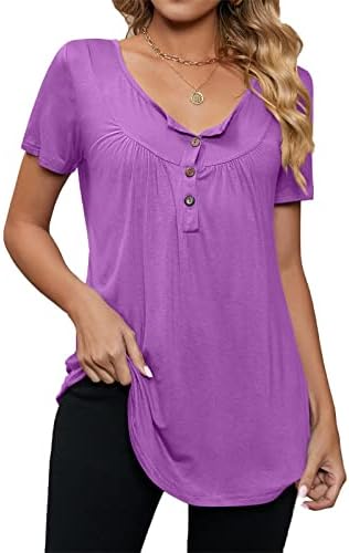 Ženski vrhovi kratki rukavi pamučni majica s kratkim rukavima Blok u boji ležerni vrhovi majice za tinejdžerske majice ljetna