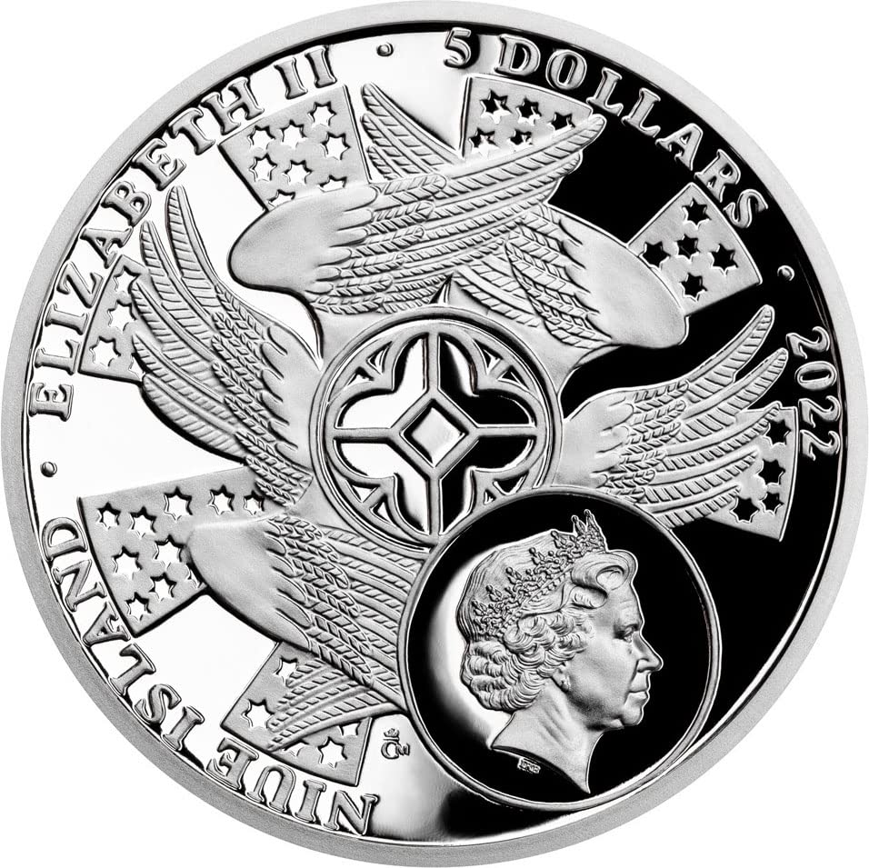 2022 de Archangels Powercoin Archangel Raphael 2 Oz srebrni novčić 5 $ niue 2022 dokaz