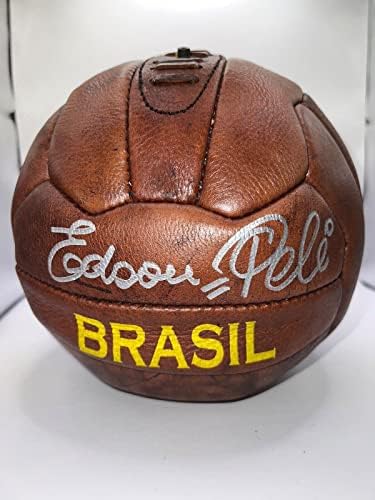 Pele Edson potpisao vintage kožnu nogometnu loptu Brasil rijetko puno ime Auto PSA ITP - Autografirani nogometni kuglice