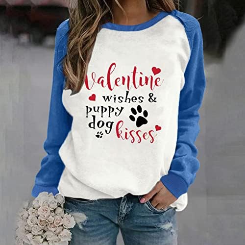 Valentine želi štene pseti poljupci za žene dukserice bluza kapci ramena dugi rukavi majica pulover pulover vrh