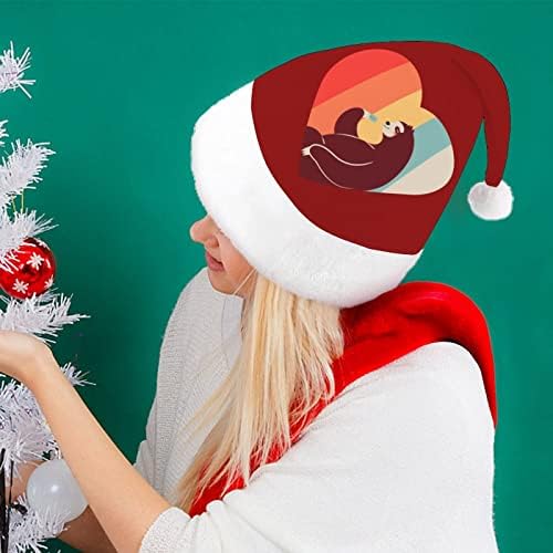 Retro Božićni šešir sa srcima ljenjivca Uniseks šešir Djeda Mraza za odrasle udoban klasični Božićni šešir za božićnu zabavu