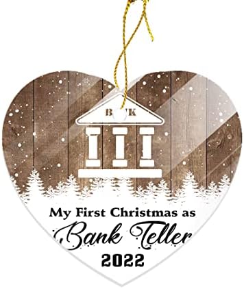 Apasin: Moj prvi Božić kao bankarski prodavač 2022. - Dvostrani tiskani ukras - božićni ukras stabla poklon za bankovni kazivač