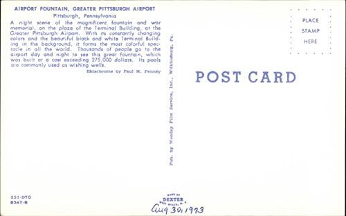 Zračna luka, Greater Pittsburgh Airport Pittsburgh, Pennsylvania PA Originalna vintage razglednica