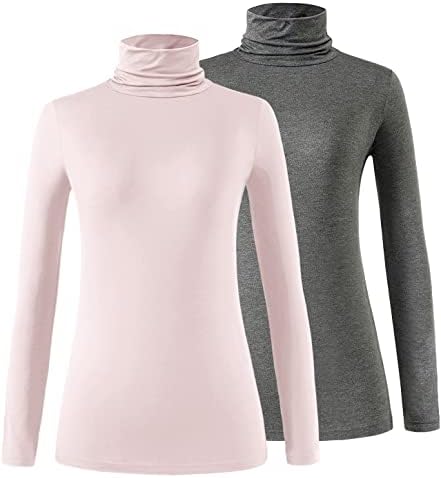 Xelky ženska košulja s dugim rukavima Kornjača Lagana tanka kornjača Aktivni vrhovi Osnovni pulover Undershirt 2 Pack