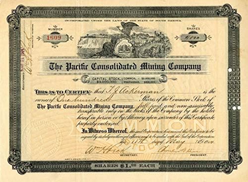 Pacific Consolidated Mining Co. - Potvrda o razmjeni
