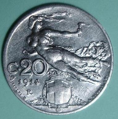 Italija 1914, 20 Centesimi kovanica, AU