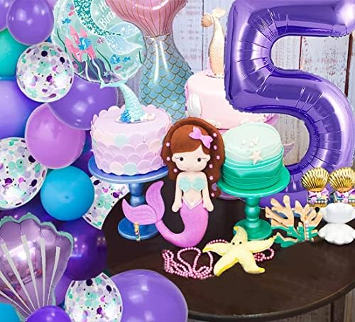 Dekoracija za rođendan sirene-5. Set vijenaca od balona sirene uključuje balone od folije od lateksa od sirene za zabavu