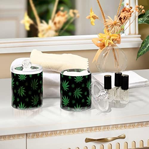 Crni zeleni listovi pamučni nosač brisača za kupaonicu Staklenke s poklopcima Postavite pamučnu kugličnu jastučiću okrugli