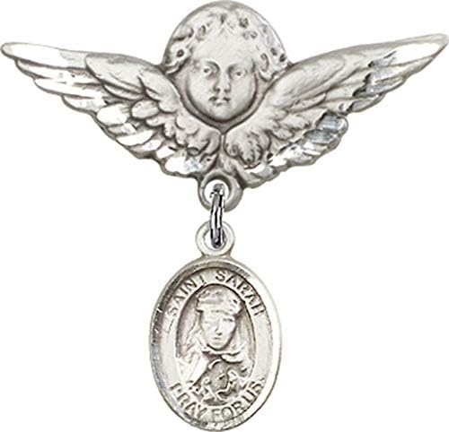 Dječja značka Ach s amuletom Svete sare i Pribadačom značke anđeo s krilima / dječja značka od srebra s amuletom Svete sare