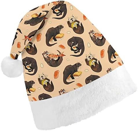 Sićušne vidre i njihov Božićni šešir Sushi mekani plišani šešir Djeda Mraza smiješna kapa za božićnu novogodišnju zabavu
