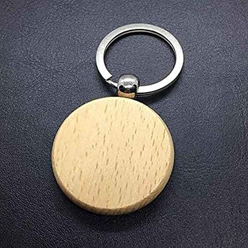 Dciustfhe 60pcs prazno okrugli drveni lanac ključeva DIY WOOD KEYCHINS Ključne oznake mogu ugraviti DIY poklone
