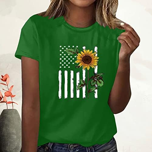 Američka zastava majica Patriotske košulje Žene 4. srpnja Tee Tops USA zastave Suncokret Print majicu ljetne grafičke majice