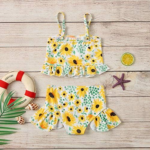 Komplet kupaćih kostima za bebe za djevojčice s printom suncokreta s naramenicama gornji dio kratke hlače dvodijelni kupaći