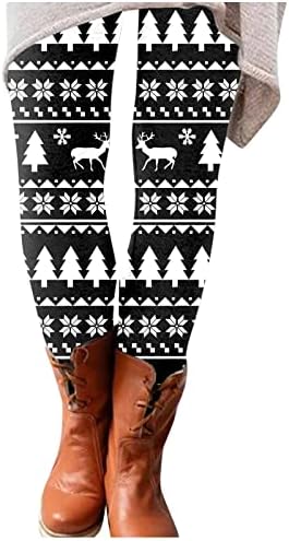 Iius božićne gamaše za žene meke udobne gamaše s snježnim pahuljicama hlače visokog struka trening casual zabave hlače