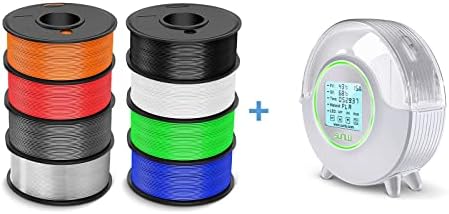 SUNLU 250G PETG filament 1,75 mm snop i sušilica za sušenje filamenta bijela ， 0,25 kg kaleva, 8 koluta, crna+bijela+siva+prozirna+plava+zelena+crvena+narančasta