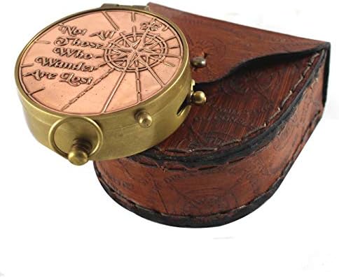 Nautička viktorijanska morska binokularna kožna futrola s mesinganim bakrenim Qoute kompasom