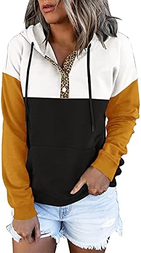Etcyy ženske kapuljače za blok u boji vrhni dugi rukavi ležerni gumb za izvlačenje dolje navlaci za pulover s džepom