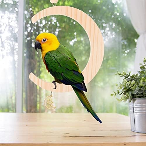 Ipetboom 2pcs ptičja igračka igračka Mjesec u obliku ptičjeg ptičja papagaj kavez viseće viseće ptice drvena stalak stalak