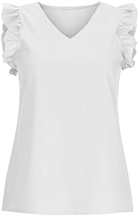 Womens bluza vneck spandex vrhovi za dame bez rukava casual ruffle obična ljetna jesenska bluza 2023 odjeća a9