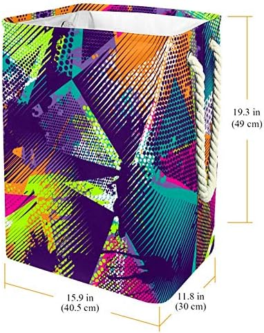 Heterogeni apstraktni geometrijski trokuti s neonskim uzorkom 300 inča Oksford PVC vodootporna košara za odjeću velika košara