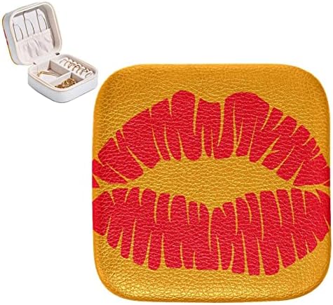 JavenProeqt crvena usna narančasta uzorka mala putnička kutija nakita, mini zaslon za djevojčice za žene prstenove Ogrlice