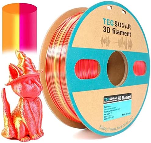 Tecsonar Multicolor PLA filament 1,75 mm 1kg, 2 kolut/snop, svileno crveno zlato, svilena ljubičasto crvena tamnozelena