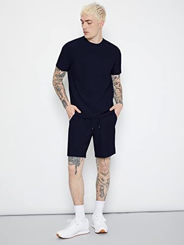 Floerns Muška dvodijelna ljetna košulja s kratkim rukavima i kratke hlače set