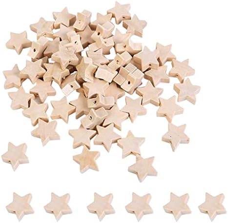150pcs drvene kuglice u obliku zvijezde nedovršene drvene labave kuglice razmaknice s rupom za obrt Izrada nakita