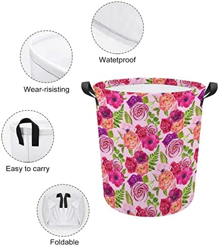 Košara za rublje s cvjetnim uzorkom košara za rublje s ručkama sklopiva košara torba za odlaganje prljave odjeće za spavaću