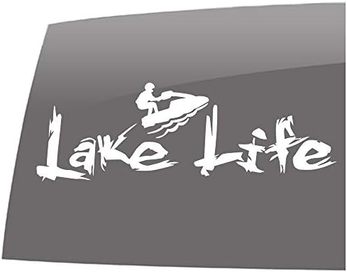 Život jezera prozora - Jet Ski - srednje - čvrsto bijelo - na otvorenom 5 godina - VINIL naljepnica na otvorenom - naljepnica