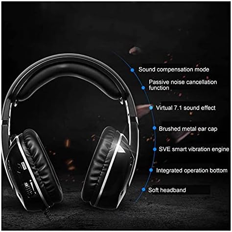 KSDCDF slušalice za igranje: lagani aluminijski okvir, uvlačivi buka izolirajući mikrofonemobile, 3,5 mm audio priključak