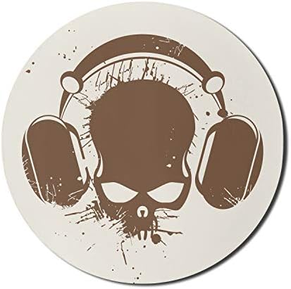 Ambasonne glazba računalni jastučić za miš, lubanja s slušalicama Slušajući mrtvi DJ Grunge Retro Style Grafički ispis, pravokutnik