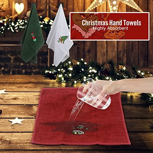 HeyPriil veliki božićni ručnik, pamučni božićni Grinch Kuhinjski ručnici ručnici, ultra upijajući sušenje božićnih ručnika